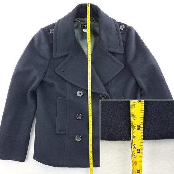 J. Crew 100% Wool Pea Coat Double Breasted 4 Button Navy Women's P8 (Petite 8) - Picture 6 of 16